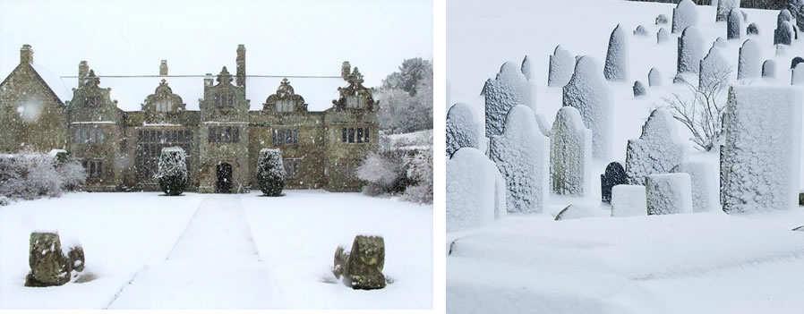 House and Graves in Snow